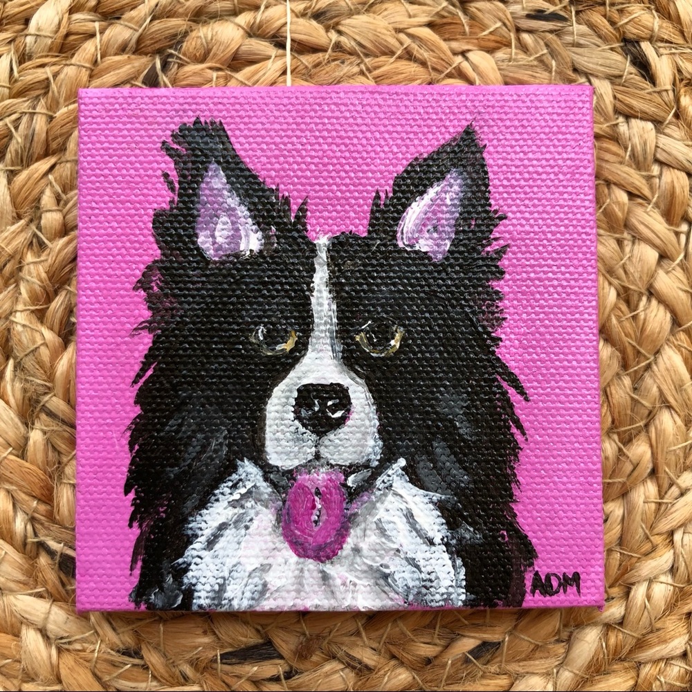 Border collie MAGNET Hand painted art dog portrait